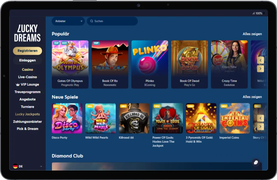 Lucky Dreams App für Tablets