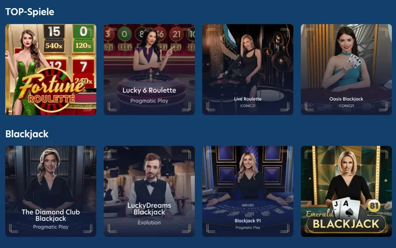 LuckyDreams Casino-Spiele mit Live-Händlern