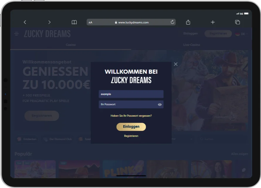 Lucky Dreams Casino Anmeldung vom Handy aus